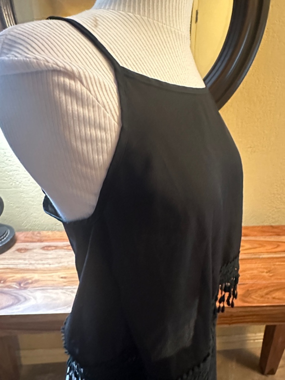 Lace Edged Crop Top in Black
